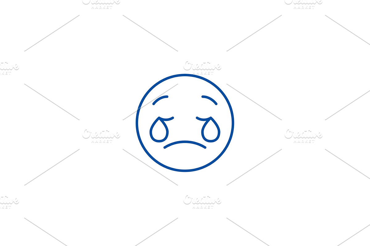 Weeping emoji emoji line icon in Illustrations - product preview 8