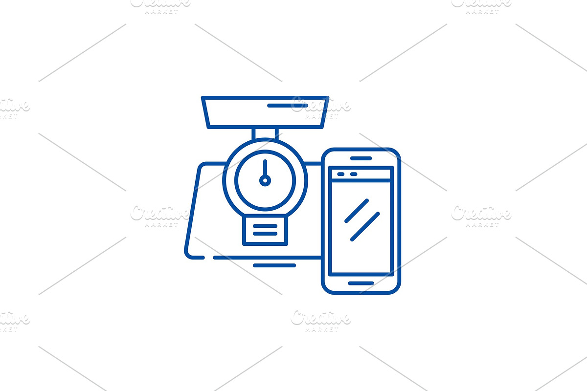 Weight control online line icon in Illustrations - product preview 8