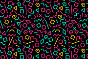 Colorful memphis pattern on black