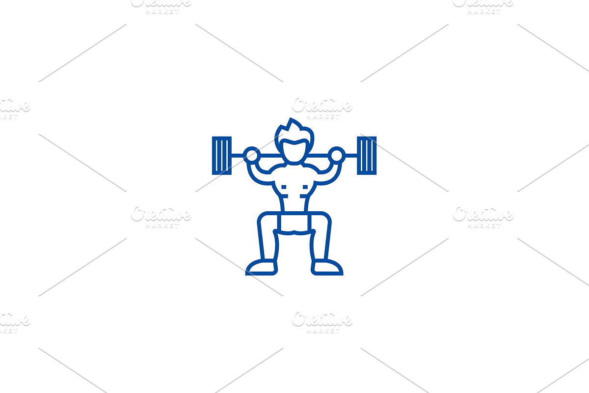Weightlifter line icon concept in Illustrations - product preview 8