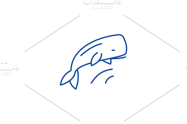 Whale line icon concept. Whale flat