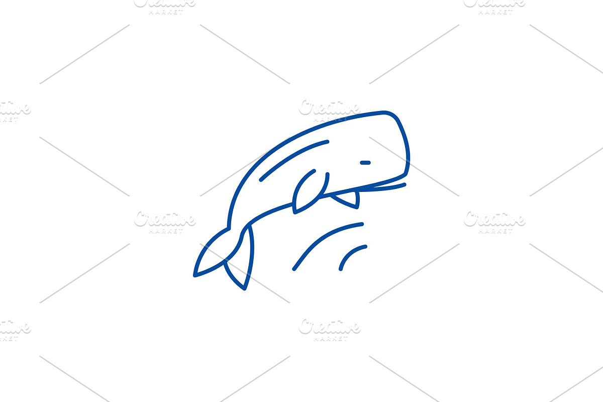 Whale line icon concept. Whale flat in Illustrations - product preview 8