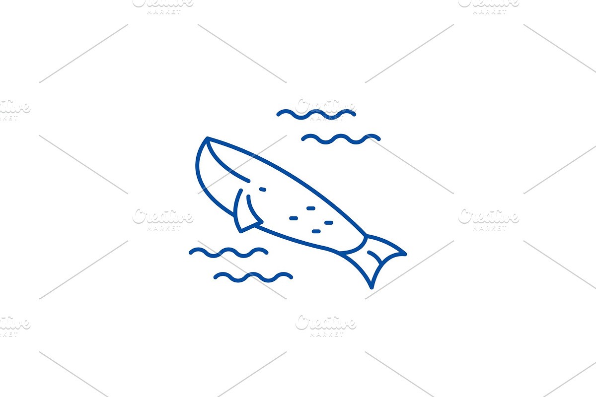 Whale in the ocean line icon concept in Illustrations - product preview 8