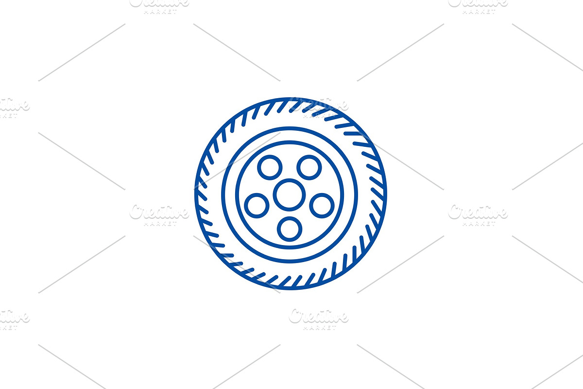 Wheel car line icon concept. Wheel in Illustrations - product preview 8