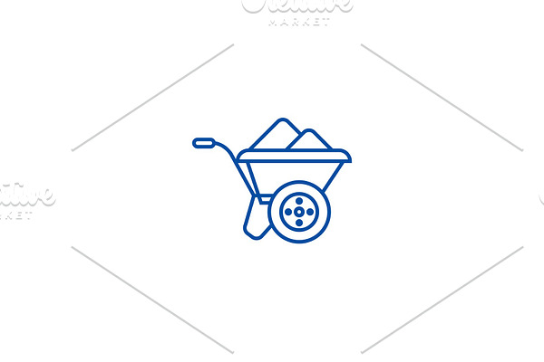 Wheelbarrow line icon concept