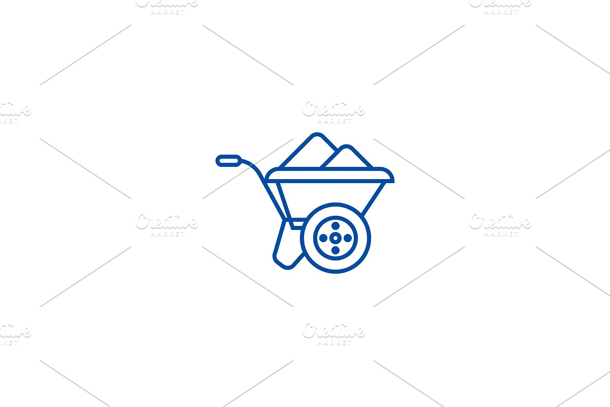 Wheelbarrow line icon concept in Illustrations - product preview 8