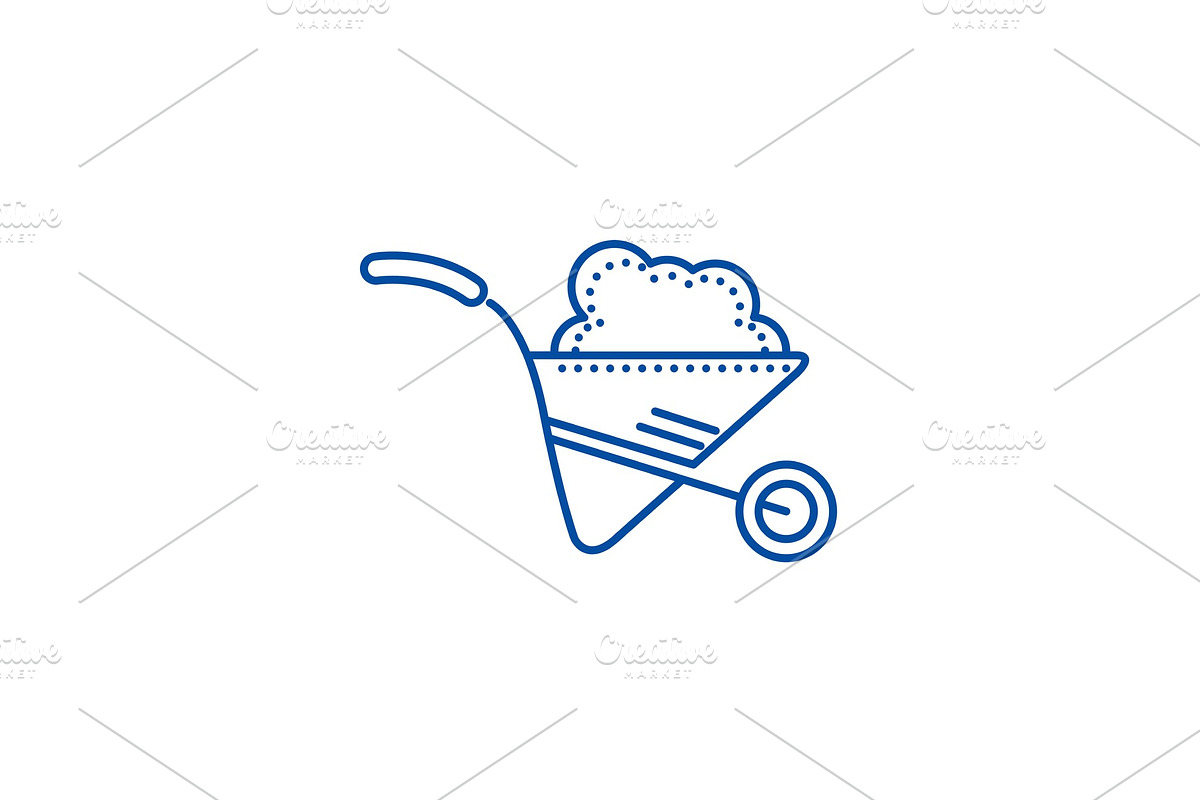 Wheelbarrow garden line icon concept in Illustrations - product preview 8