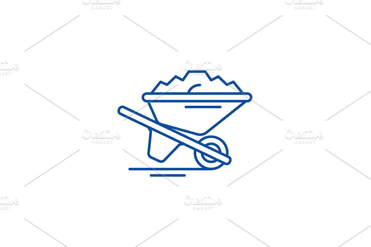 Wheelbarrow with sand line icon in Objects - product preview 8