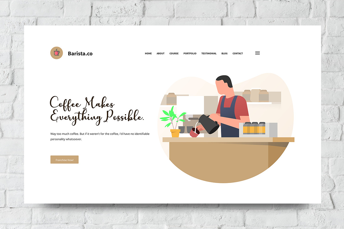 Barista Web Header PSD Vector in UI Kits and Libraries - product preview 8