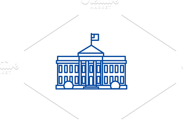 White house in usa line icon concept
