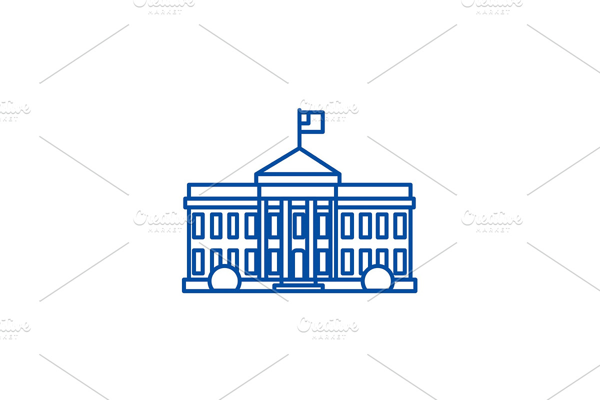 White house in usa line icon concept in Illustrations - product preview 8