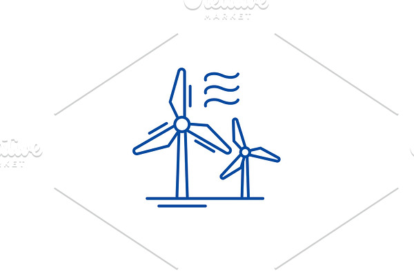 Wind power line icon concept. Wind