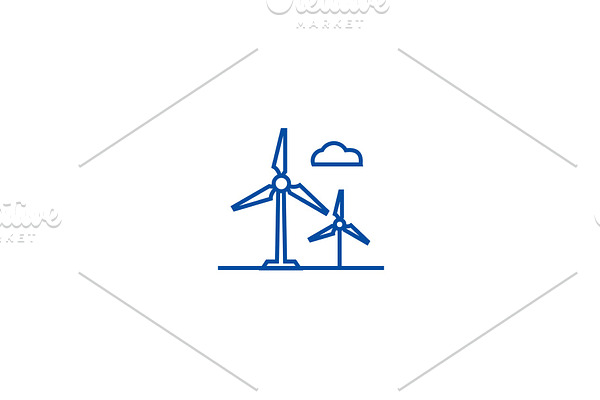 Wind turbine line icon concept. Wind