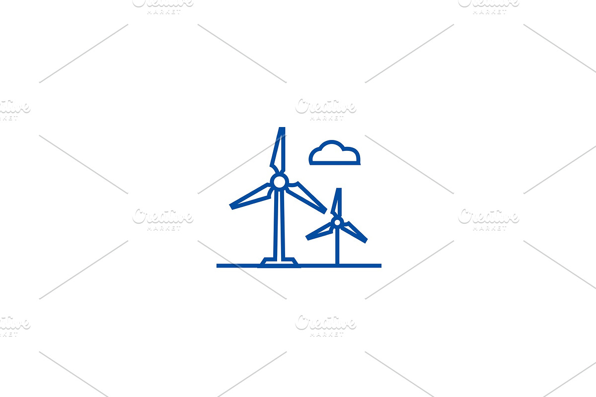 Wind turbine line icon concept. Wind in Illustrations - product preview 8