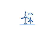 Wind turbine line icon concept. Wind