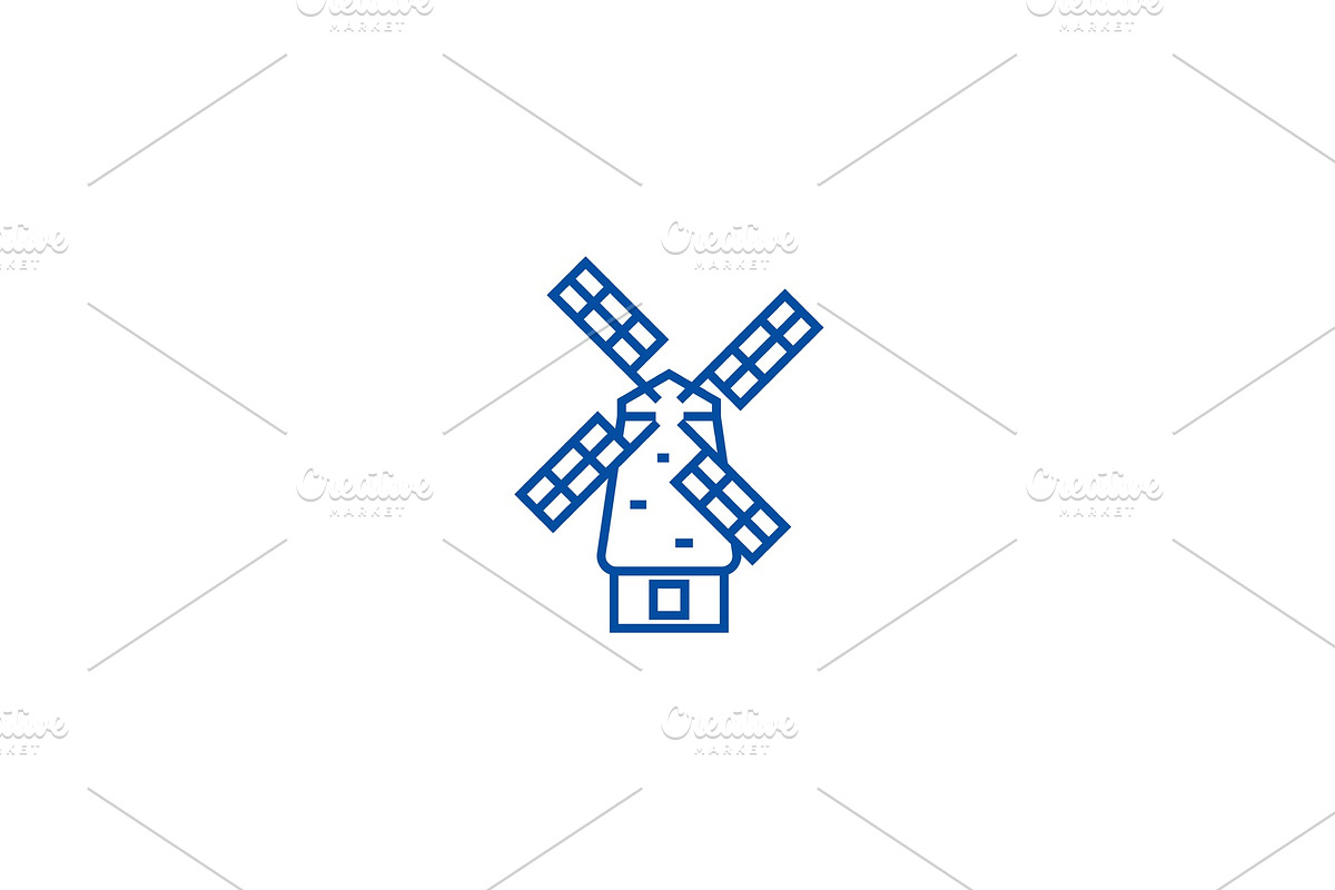Windmill line icon concept. Windmill in Illustrations - product preview 8