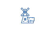 Windmill house line icon concept
