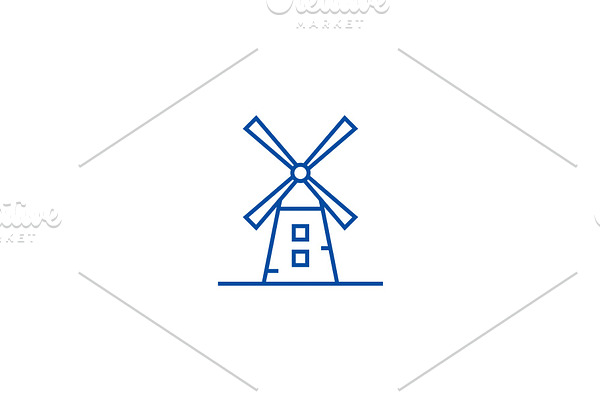 Windmill illustration line icon