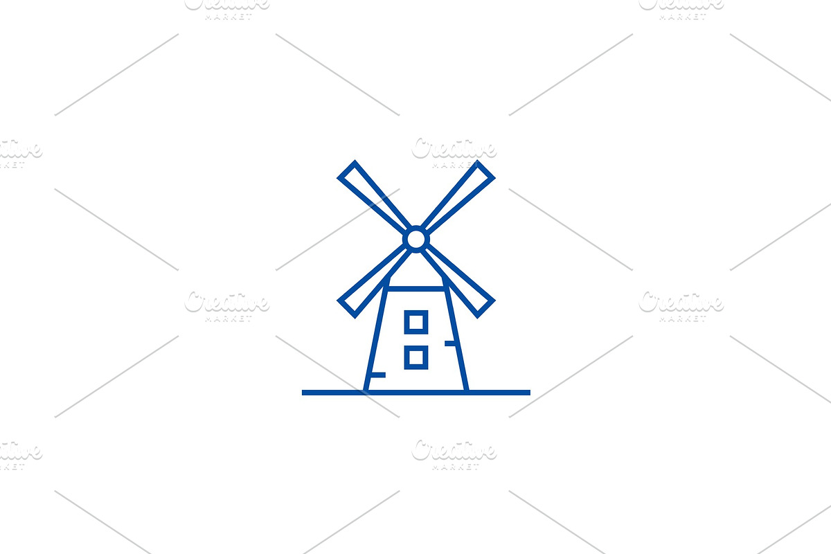 Windmill illustration line icon in Illustrations - product preview 8