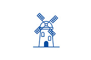 Windmill sign line icon concept