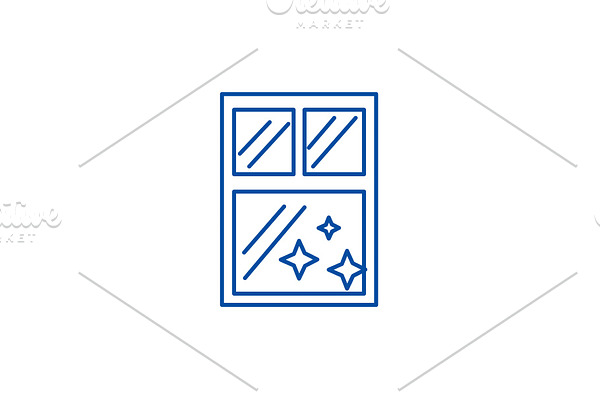 Window clean, cleaning line icon