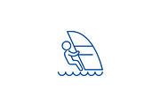 Windsurfing line icon concept