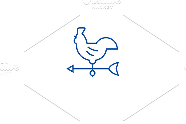 Windvane rooster line icon concept