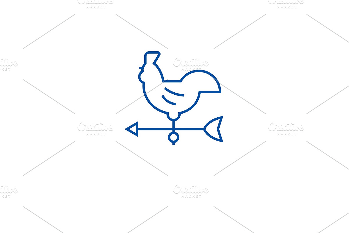 Windvane rooster line icon concept in Illustrations - product preview 8