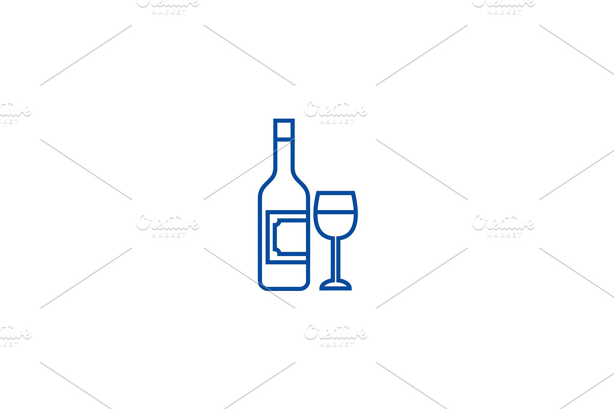 Wine and glass line icon concept in Illustrations - product preview 8