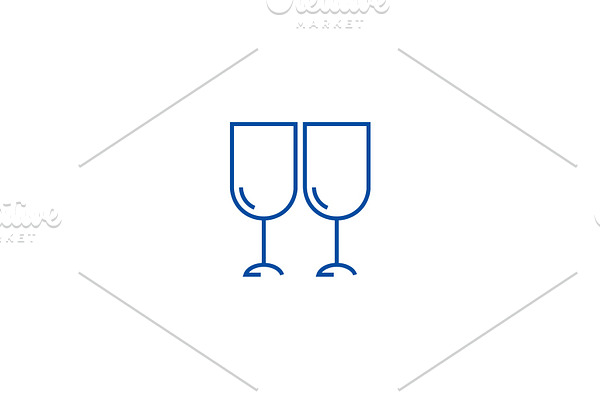 Wine glasses, winery line icon