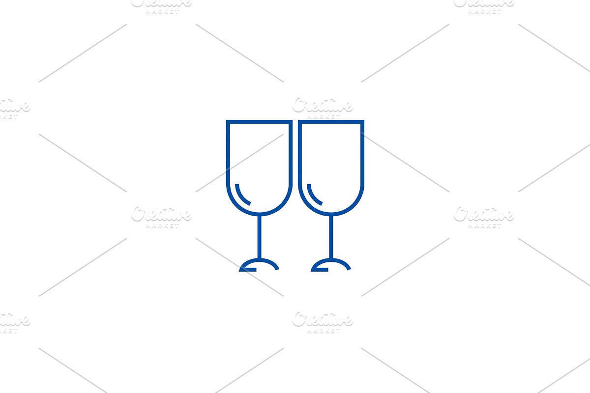 Wine glasses, winery line icon in Illustrations - product preview 8