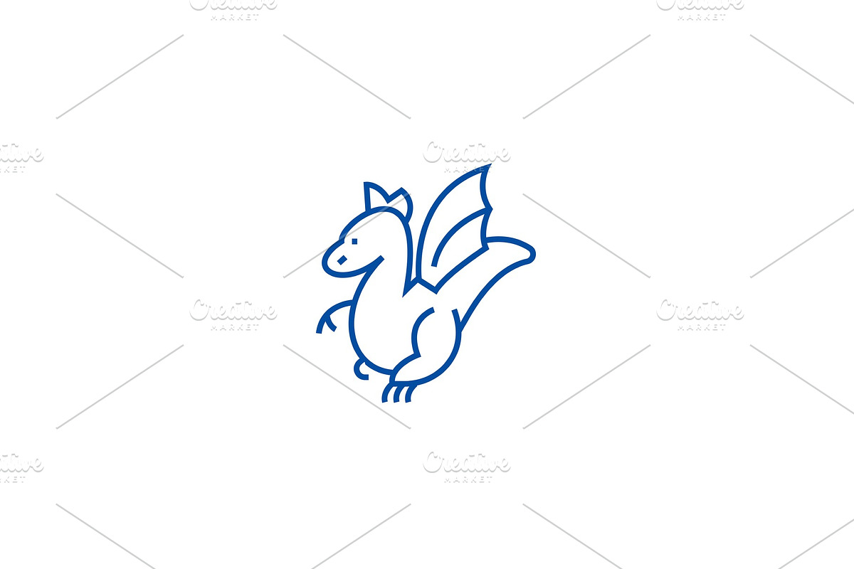 Winged dragon line icon concept in Illustrations - product preview 8