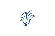 Winged dragon line icon concept