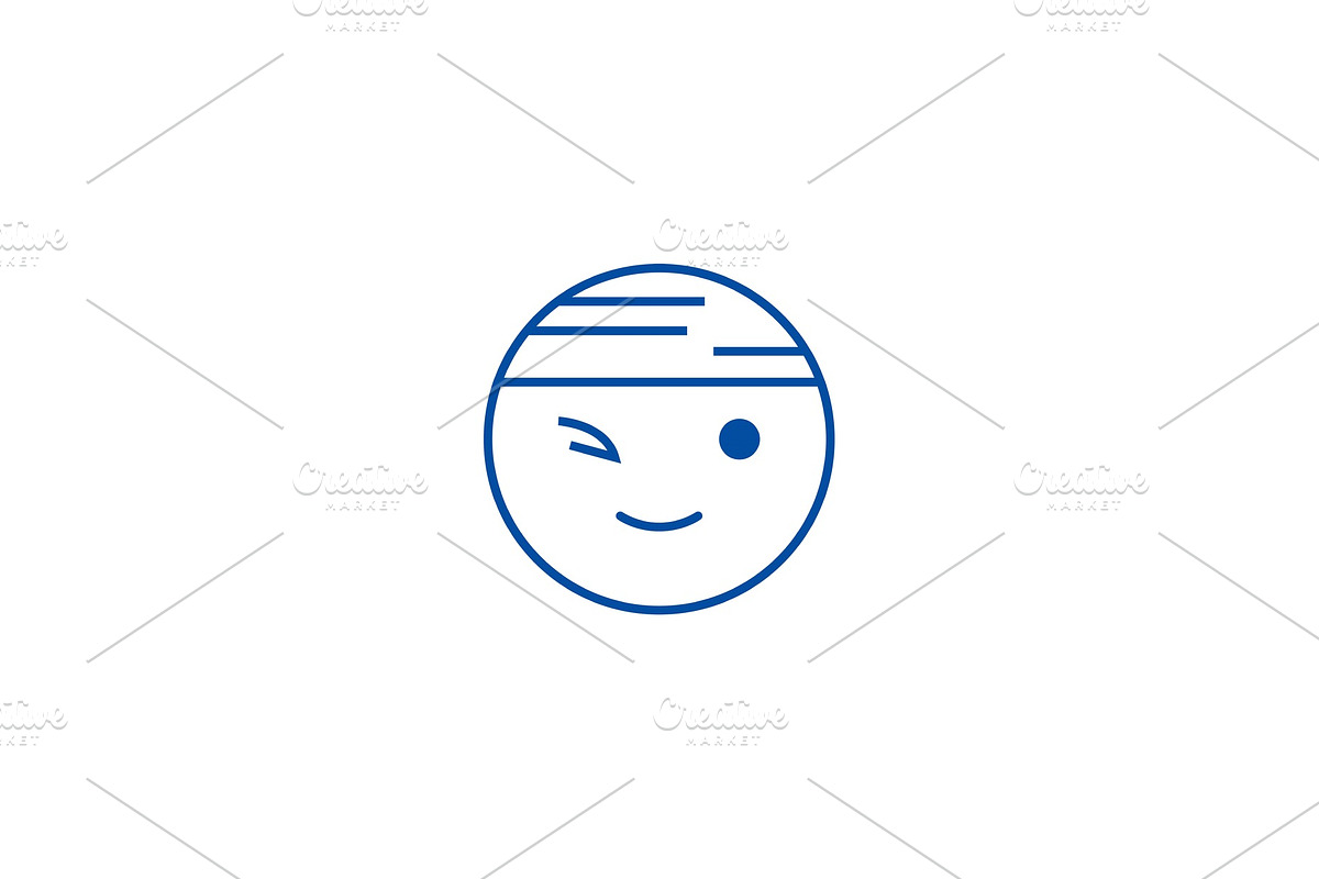 Winking chinese emoji line icon in Illustrations - product preview 8