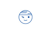Winking chinese emoji line icon