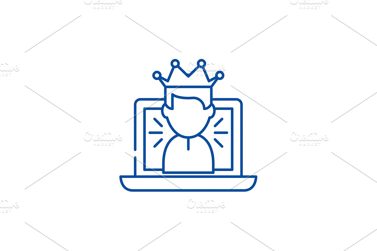 Winner in a computer game line icon in Illustrations - product preview 8