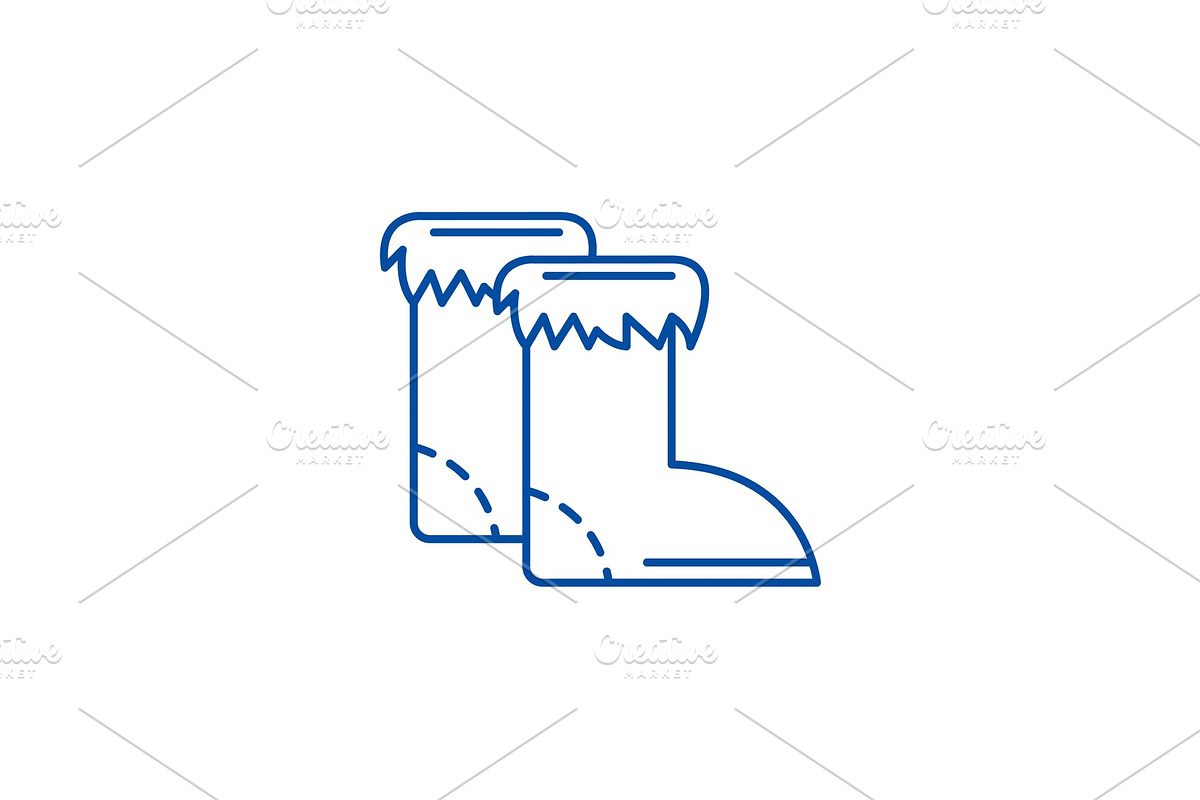 Winter boots line icon concept in Illustrations - product preview 8