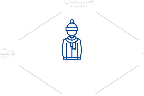 Winter clothing line icon concept
