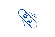 Winter skateboard line icon concept