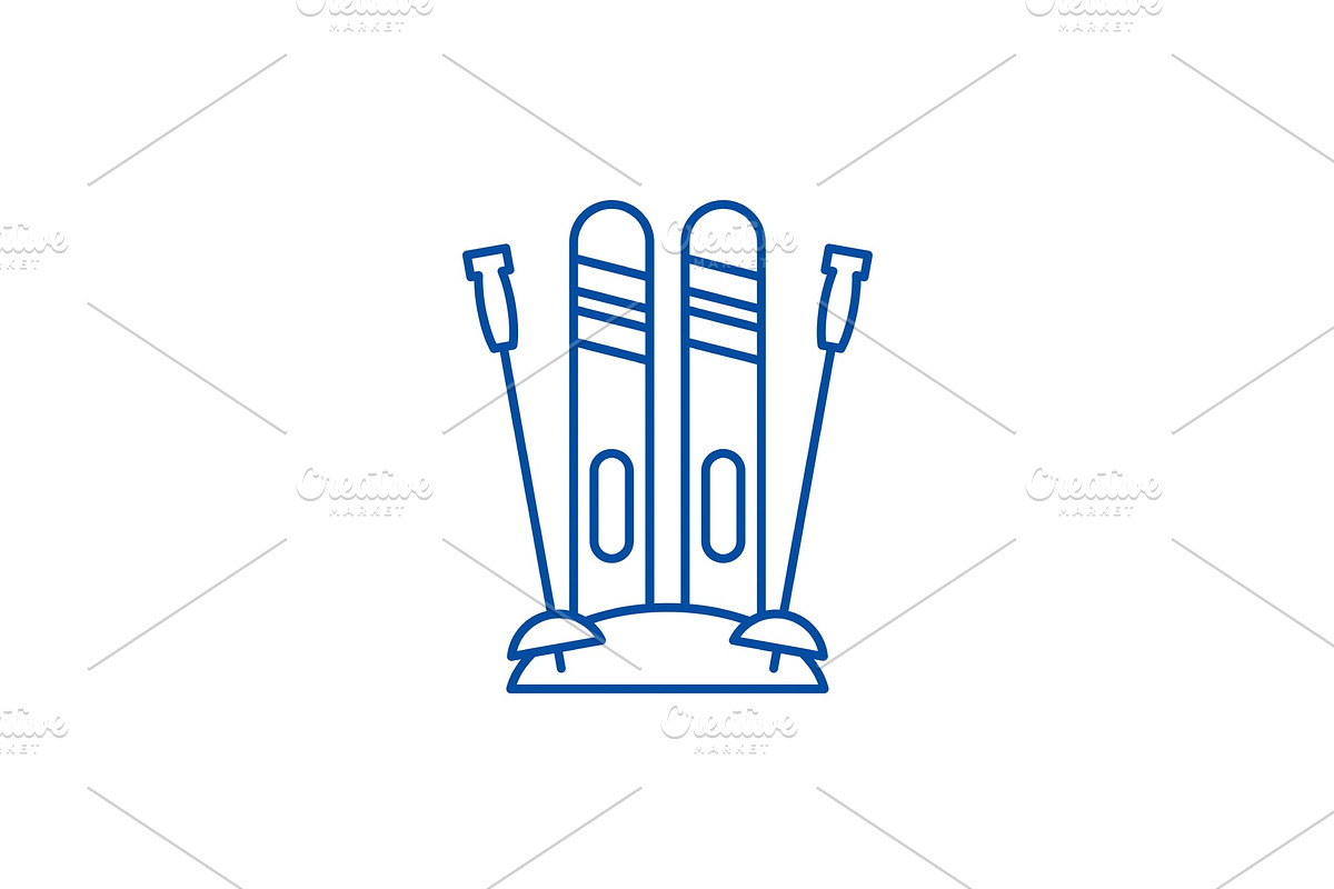 Winter skiing line icon concept in Illustrations - product preview 8