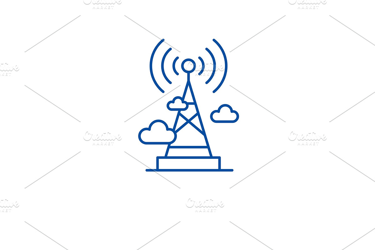 Wireless broadcasting line icon in Illustrations - product preview 8