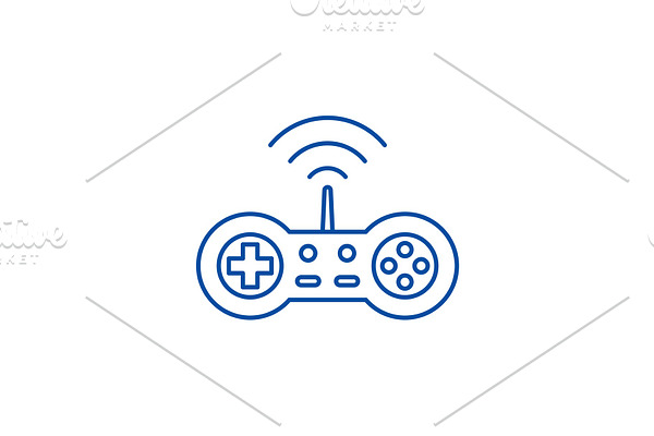 Wireless joystick line icon concept