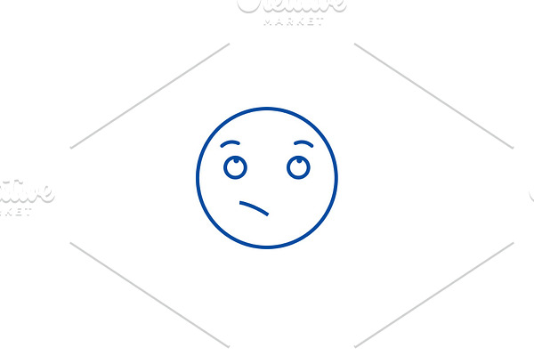 Wistful emoji line icon concept