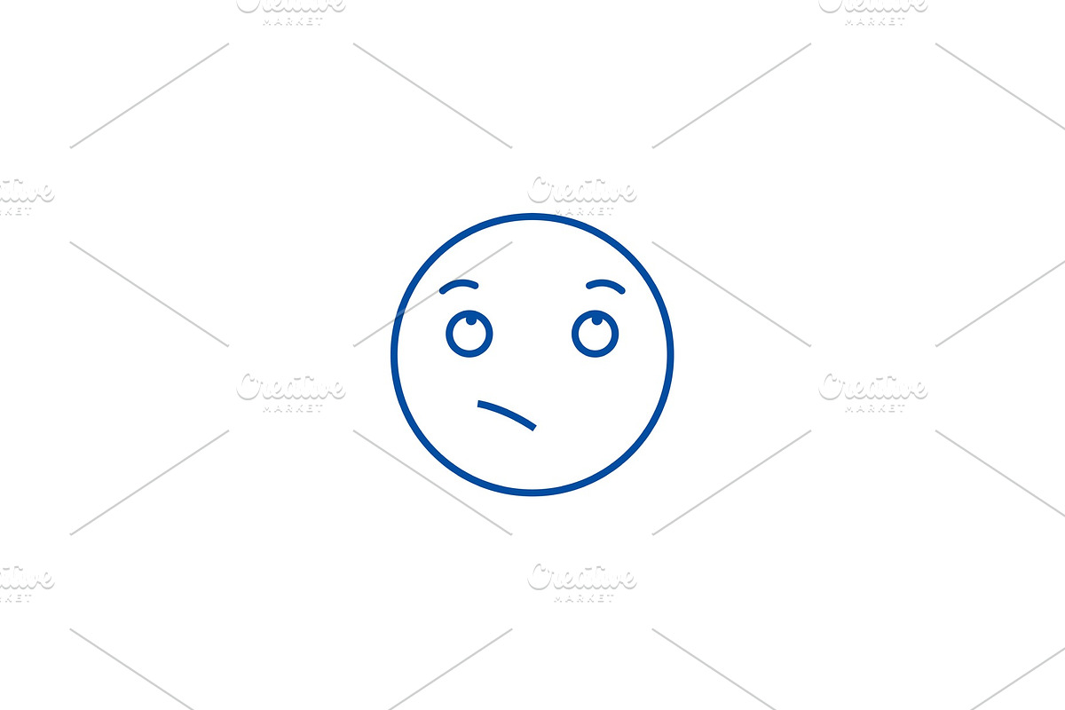 Wistful emoji line icon concept in Illustrations - product preview 8