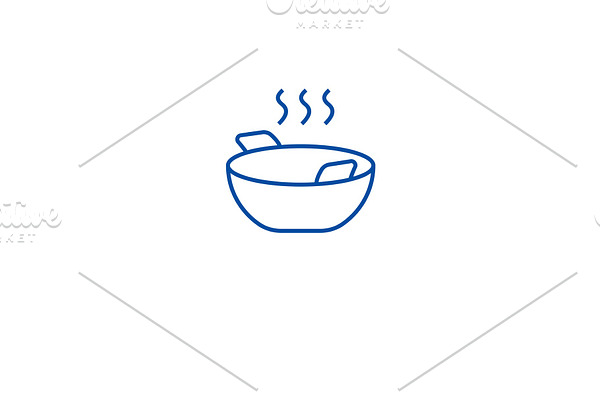 Wok cooking line icon concept. Wok