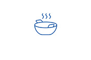 Wok cooking line icon concept. Wok