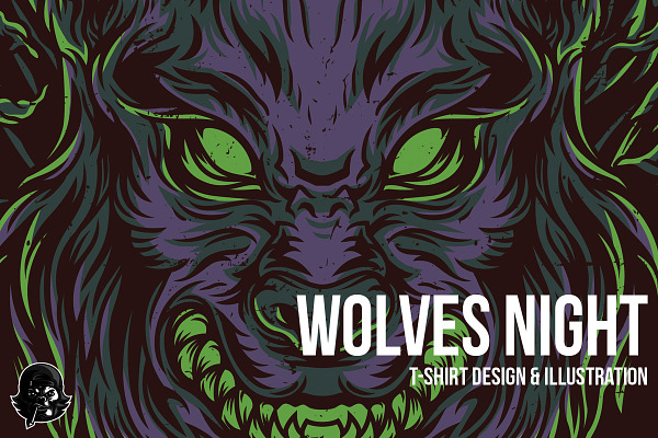 Wolves Night Illustration
