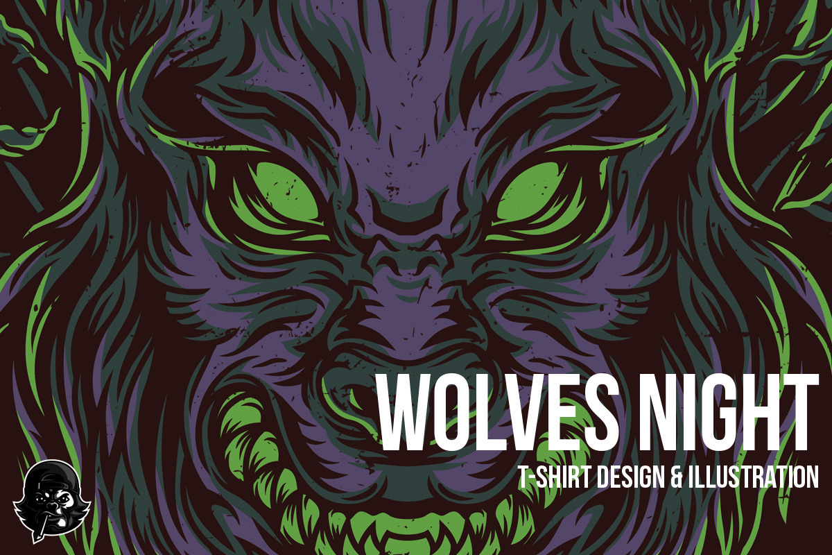 Wolves Night Illustration in Illustrations - product preview 8