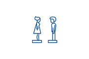 Woman and man in profile line icon