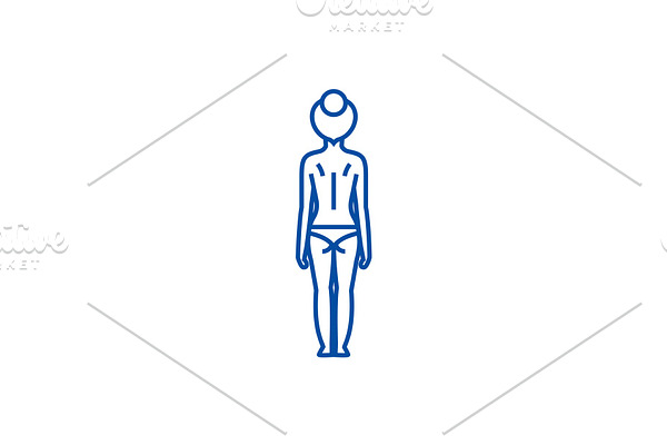 Woman body back line icon concept